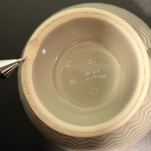 Two (2) SIGNATURE HOUSEWARES Mauve Gray Textured Embossed Pedestal Footed Cups - Picture 15 of 15